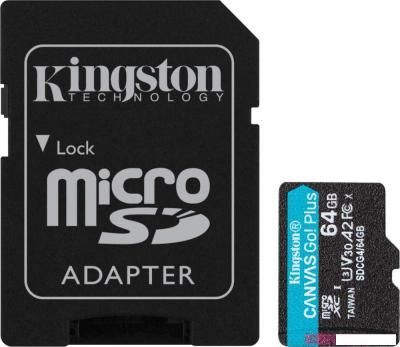 Карта памяти Kingston Canvas Go! microSDXC 64GB SDCG4/64GB (с адаптером)