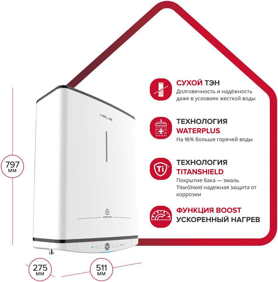 Накопительный электрический водонагреватель Ariston Velis Tech Abse Dry 50