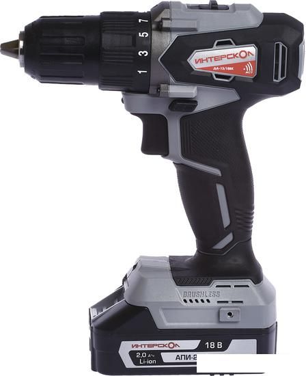 Дрель-шуруповерт Интерскол ДА-13/18ВК (с 2-мя АКБ 1.5 Ah, кейс)