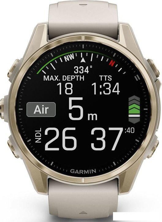 Умные часы Garmin Fenix 8 Sapphire 43мм (золотистый, дымчато-серый ремешок)
