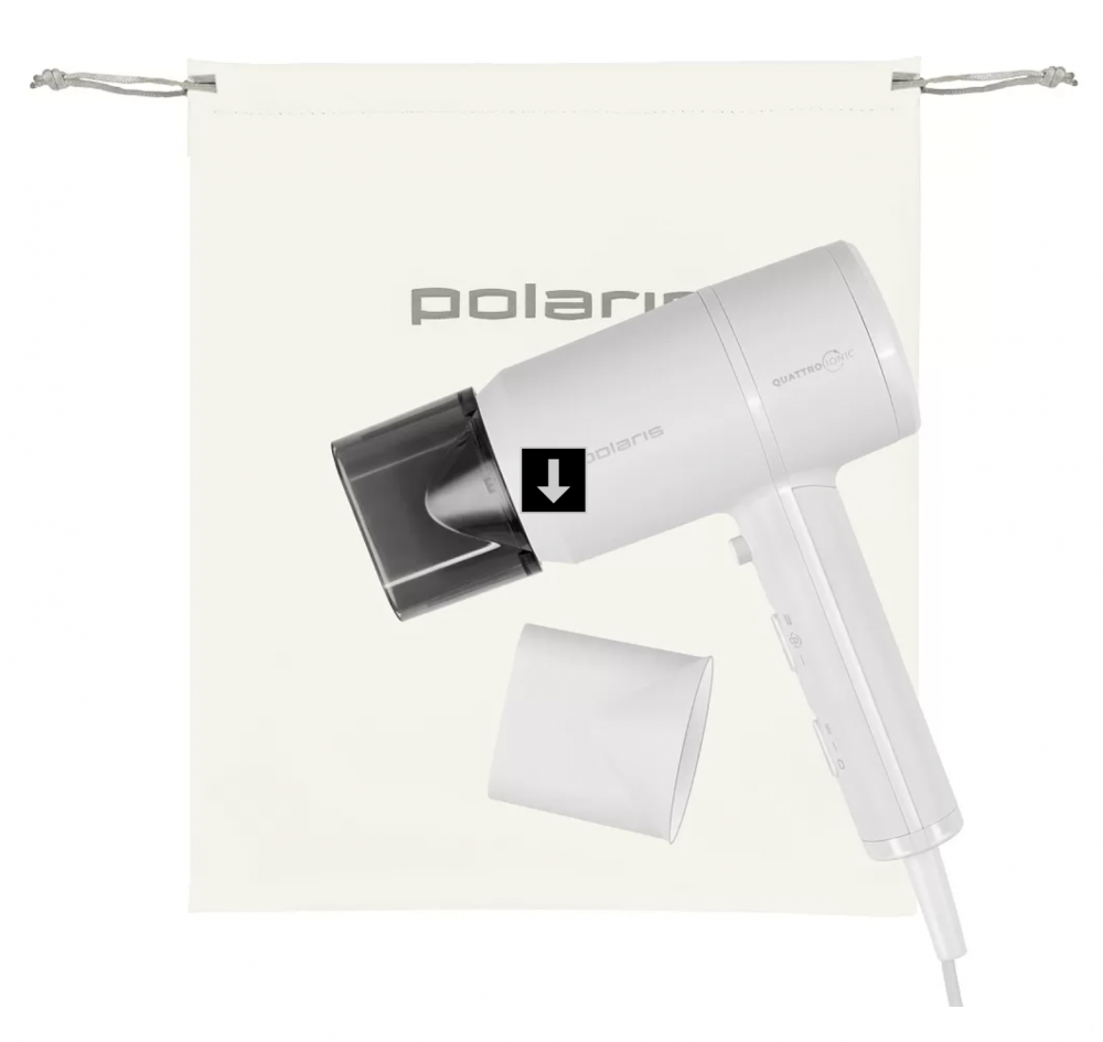 Фен Polaris PHD 2044Ti Quattro Ionic (белый/серый)