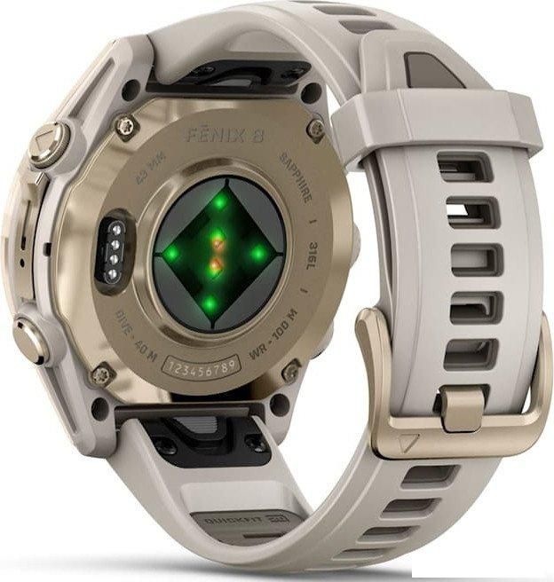 Умные часы Garmin Fenix 8 Sapphire 43мм (золотистый, дымчато-серый ремешок)