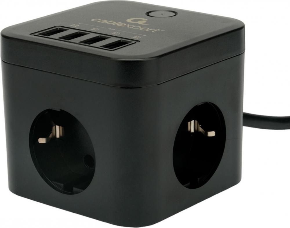 Сетевой фильтр Cablexpert CUBE-3-U4-B-1.5