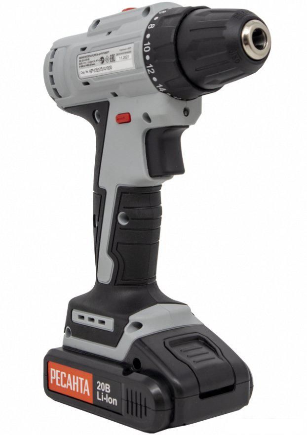 Дрель-шуруповерт Ресанта ДА-20-2ЛК-Б (с 2-мя АКБ, кейс)