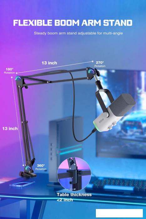 Проводной микрофон FIFINE AM8T (белый)