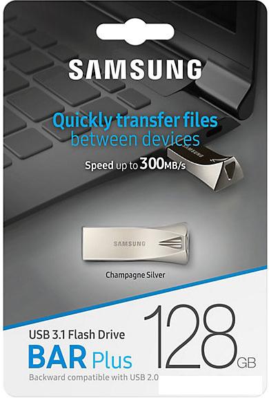 USB Flash Samsung BAR Plus 128GB (серебристый)