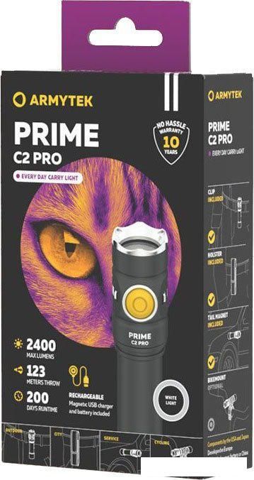Фонарь Armytek Prime C2 Pro Magnet USB (белый)
