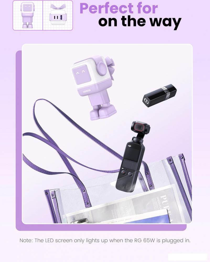 Сетевое зарядное Ugreen Nexode RG 65W CD361 (белый/сиреневый)