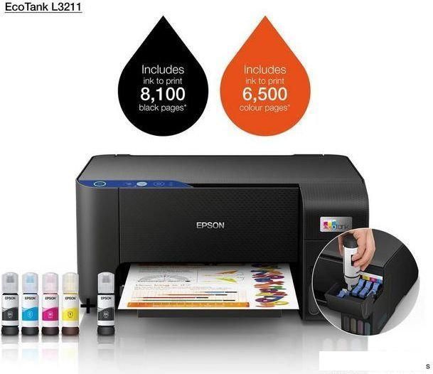 МФУ Epson EcoTank L3211 (ресурс стартовых контейнеров 6500/8100, контейнер 003)