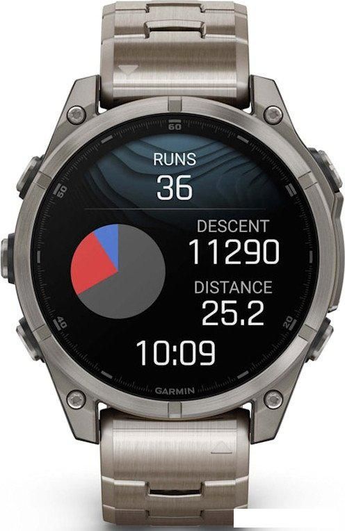 Умные часы Garmin Fenix 8 Sapphire, Titanium 47мм (светло-серый, титановый ремешок)