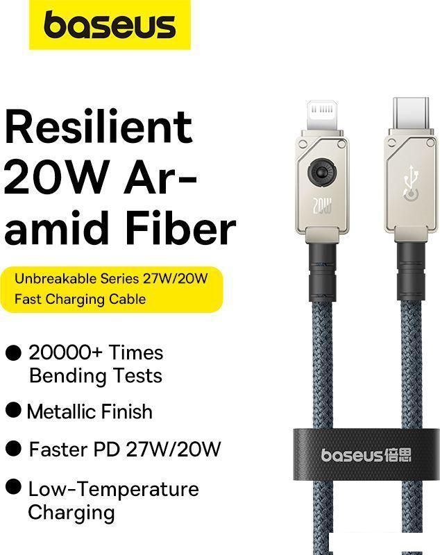 Кабель Baseus Unbreakable Series USB Type-C - Lightning (1 м, белый)