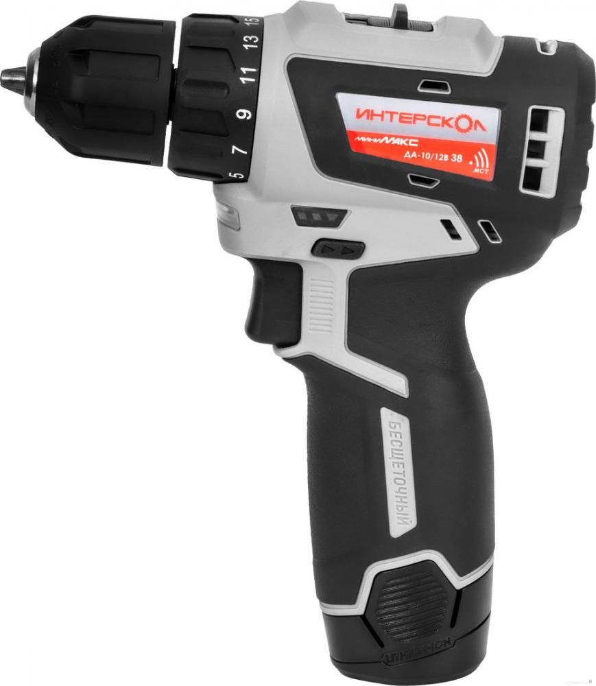 Дрель-шуруповерт Интерскол ДА-10/12В 38 МиниМАКС (с 2-мя АКБ 2.5 Ач, без кейса)