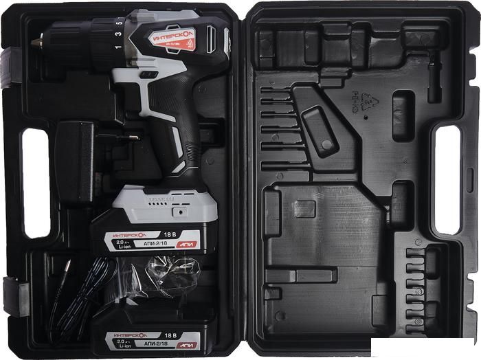 Дрель-шуруповерт Интерскол ДА-13/18ВК (с 2-мя АКБ 1.5 Ah, кейс)