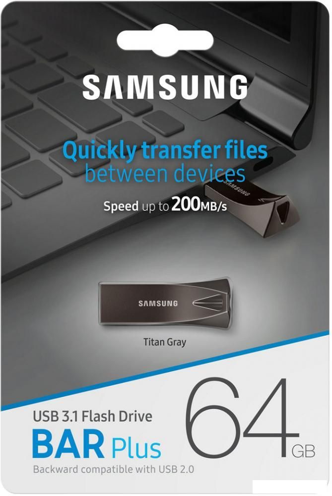 USB Flash Samsung BAR Plus 64GB (титан)