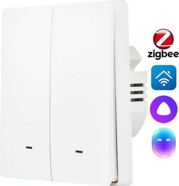 Выключатель Hommyn zigbee 2 клавиши SWZBNN02W (без нейтрали)