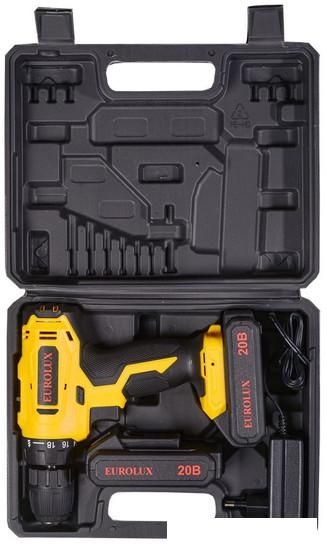 Дрель-шуруповерт Eurolux ДА-20/2Li 72/14/52 (с 2-мя АКБ, кейс)