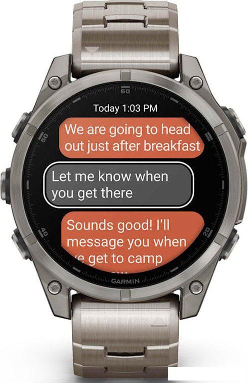 Умные часы Garmin Fenix 8 Sapphire, Titanium 47мм (светло-серый, титановый ремешок)