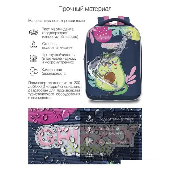 Школьный рюкзак Grizzly Rap-290-5 (синий)