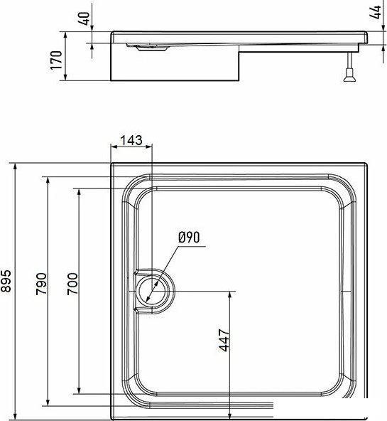 Душевой поддон Erlit 90x90x17 ER9017H-1
